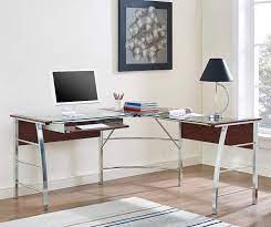 Ameriwood Cherry Glass Top L Shaped