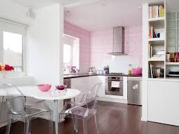 Pink Room Decorating Ideas For Spring Ivillage This Light Pink And White Looks So Bright Cool And Enlarges T Dinner Room Design Kitchen Design Pink Kitchen