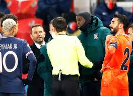Astonishing scenes as psg vs basaksehir interrupted and red card dished out over racism claims 4th official being accused of racism by both sets of players in psg vs istanbul basaksehir. Demba Ba Denies Racism Row With Romanian Official For Psg Vs Istanbul Basaksehir Is Over The Independent