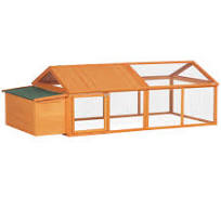 PawHut Gallinero de Madera Grande de Exterior para 4-8 Gallinas con Techo  Abatible y Nido 240x112,5x76 cm Natural
