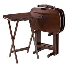 Winsome Wood Lucca Walnut Wood Snack Table Set 5 Piece Set Rona Tv Tray Table Winsome Wood Tv Tray Set