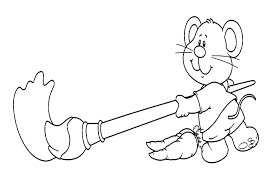 Desenho de personagens para colorir (foto: Desenho De Ratinho Pintando Com Pincel Para Colorir Tudodesenhos