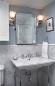 Gray walls pick up hints of blue during daylight hours. Blue And Gray Bathroom Houzz