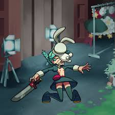 Rule 34 Dev - 1girls annie_(skullgirls) arms_up ass big_ass breasts  chivox00 eye_patch female female_only long_hair panties sagan_(skullgirls)  skirt skullgirls small_breasts solo standing sword thick_thighs thighs  thong turquoise_hair twin_braids ...