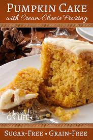 Pumpkin Cake With Cream Cheese Frosting Gluten Free Sugar Free Recipe Gluten Free Pumpkin Cake Pumpkin Cake Recipes Sugar Free Recipes