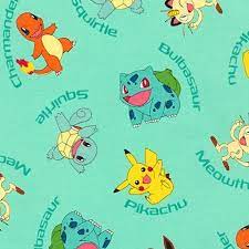 Pokemon Character On Aqua Fabric Pokemon Fabric Pikachu Etsy Pokemon Fabric Aqua Fabric Pokemon Characters Names