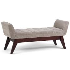 Simpli Home Langdon Dove Grey Extra Wide Ottoman Bench Ottoman Bench Upholstered Bench Ottoman