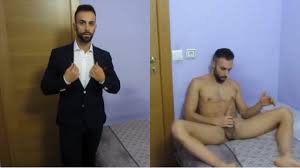 Wearing a SUIT, undressing, showing open ASS 🍑 and JERKING OFF 🍆