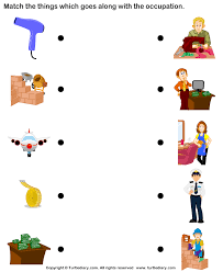 Match Objects With Occupation Preschool Jobs Preschool Activities Worksheets For Kids
