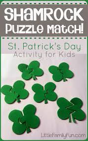 These lines will become the leaf veins. Little Family Fun Shamrock Puzzle Match St Patrick S Day Activity For Kids