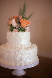 Ivory Cake With Peach Roses Fresh Flower Cake Wedding Cakes Monogram Wedding Cake
