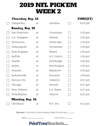 * next to the pick means the team will win, but not cover. Printable Nfl Week 2 Schedule Pick Em Pool 2019 Printable Nfl Schedule Nfl Football Schedule Nfl Football Picks
