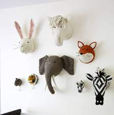 Decorative Felt Animal Heads For Childrens Bedrooms Felt Animal Heads Kids Room Wall Decor Animal Heads