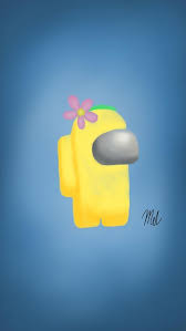 Among Us Yellow Character With Flower Screen Savers Flowers Yellow