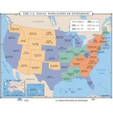 Universal Map U S History Wall Maps U S Today With Dates Of Statehood Wayfair History Wall Wall Maps Map
