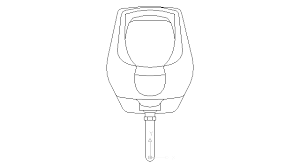 Autocad Drawing Public Toilet Urinal Wc White Porcelain Front View Dwg