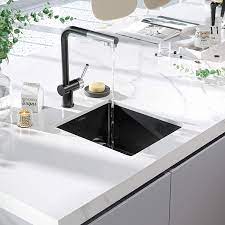 With these features in place, you will have a more peaceful time cleaning and will subsequently enjoy it more. Torva 14 X 14 Inch Gloss Black Ceramic Coating With Nanotek Undermount Kitchen Sink 16 Gauge T 304 Stainless Steel Single Bowl Wet Bar Or Prep Sink With Zero Radius Corners Black Amazon Com