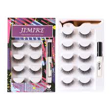 Amazon Com Jimire False Eyelashes Kit Natural Lashes With Glue And Tweezers Round Strip False Lashes Kit 5 Pairs Beauty
