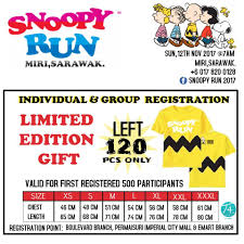 Detailed information on parian fun run, provided by ahotu marathons with news, interviews, photos, videos, and reviews. Snoopy Run 2017 Miri Ticket2u