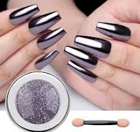 Pretty Diva Chrome Nail Powder - Silvery Black Mirror Effect Chrome Nail  Powder, Premium Metallic Mirror Chrome Powder Pigment for Nail Art  Decoration