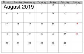 August Free 2019 Calendar Template Cute Printable Editable Free Download Template Blank Wordt Calendar Template Word Template Calendar 2019 Template