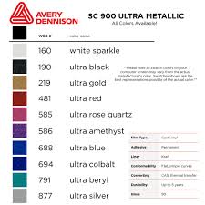 Avery Dennison Sc 900 Supercast Ultra Metallic Vinyl 24 X 50 Yards