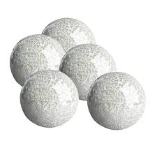 Encircled with black and white stripes of varying widths, this decorative porcelain ball has a stylish modern look perfect for accenting your seasonal decor. Whole Housewares Decorative Balls Set Of 5 Glass Mosaic Sphere Dia 3 White Buy Online In Fiji At Fiji Desertcart Com Productid 219971770