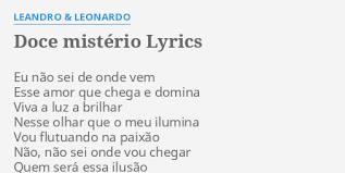 Home » apps » music & audio » leandro e leonardo top palco musica letras. Doce Misterio Lyrics By Leandro Leonardo Eu Nao Sei De