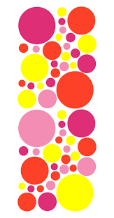 Sold as a set, the large one measures 23 inches wide x 19 inches high. Pink Yellow Orange Polka Dot Wall Decal Whimsidecals