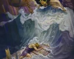 Image of Odyssey Book 5 classical art Hermes Calypso Odysseus raft