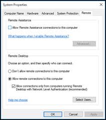 In the system properties window, under the remote desktop section, select allow remote connections to this computer to enable remote access to a computer, then click on ok. Allowing Remote Desktop Connections To Your Computer Pepperdine University Pepperdine Community