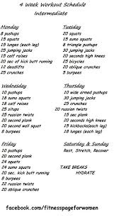 Exercise Routine Work Out 5 Day Workouts 4 Week Workout
