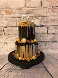 Black And Gold Birthday Cake For Her Black Gold Cake By Ksyusha 50th Birthday Cakes For Men Birthday Cakes For Men Birthday Cake For Him