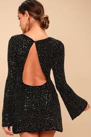 Smyth Bronze And Black Sequin Long Sleeve Mini Dress Long Sleeve Mini Dress Mini Dress Dresses