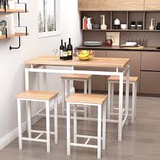 Great savings & free delivery / collection on many items. Amazon Com Recaceik 5 Pcs Dining Table Set Modern Kitchen Table And Chairs For 4 Wood Pub Bar Table Set Perfect For Breakfast Nook Small Space Living Room Kitchen Dining