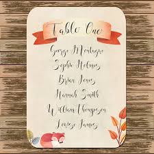 Customised Seating Plan Card For Wedding Table Chart Cute