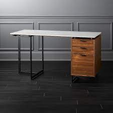 Fullerton Modular White Desk With Walnut Drawer And Leg Reviews Cb2 Desk With Drawers Cheap Office Furniture Modular Desk