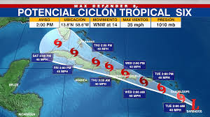 In meteorology, a cyclone is a large scale air mass that rotates around a strong center of low atmospheric pressure, counterclockwise in the northern hemisphere and clockwise in the southern hemisphere as viewed from above (opposite to an anticyclone). Vigilando El Tropico Potencial Ciclon Tropical Seis Se Forma Avisos De Tormenta Tropical Emitidos Wfla