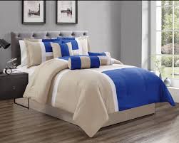 Browse 266 photos of grey blue bedroom. Buy Grandlinen 7 Piece Oversize Bedding Double Full Royal Blue Grey White Color Block Emma Comforter Set 90 X 88 Online At Low Prices In India Amazon In