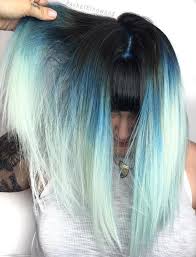 Black Roots And Light Blue Tips Light Blue Hair Bright Blue Hair Blue Hair