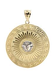 Ice on fire jewelry 10k solid gold initial pendant in heart frame with diamond cut finish, available in different letters of alphabet personalized charm for women 4.4 out of 5 stars 39. Big Medusa 10k Yellow Gold Pendant 11 9 Grams Frostnyc
