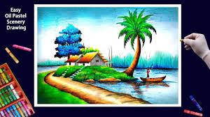 I used diamond color pencil in this drawing. Beautiful Scenery Drawing With Oil Pastels Step By Step Youtube