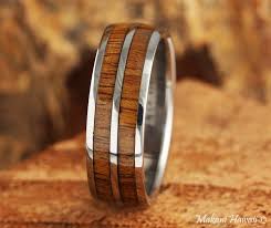 Titanium Koa Wood Inlaid Hawaiian Wedding Ring 8mm Makani Hawaii Hawaiian Heirloom Jewelry Wholesaler Wedding Rings 8mm Hawaiian Wedding Rings Wedding Rings