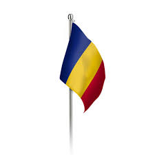 The left stripe is blue, the middle stripe is yellow and the right stripe is red. Romania Flag