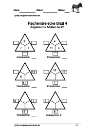 30 mathe arbeitsblätter klasse 1 zum ausdrucken kostenlos. Rechendreiecke Ubungsblatter Fur Grundschule Klasse 1 2