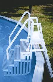 Confer Plastics Above Ground Swimming Inpool Step Ladder Heavy Duty White Frame With Blue Gray Steps Above Ground Pool Ladders Pool Ladder Pool Steps