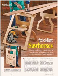 These Are About The Sweetest Sawhorses I Ve Seen In Some Time Shopnotes 138 4 Of Them Out Of One 4x8 Sheet O Woodworking Shop Woodworking Woodworking Plans