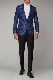 Mens black blazer with fancy floral pattern notch lapel. Limehaus Men S Blue Floral Prom Party Blazer Suit Direct