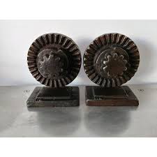 Crown your favorite book collection with the rustic modern gear bookends. 1940s Industrial Steampunk Cast Iron Gear Bookends A Pair Chairish
