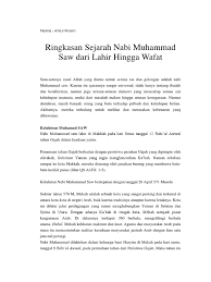 Ringkasan sejarah nabi muhammad saw dari lahir hingga wafat. Ringkasan Sejarah Nabi Muhammad Saw Dari Lahir Hingga